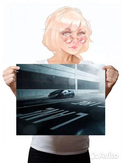 Постер lamborghini huracan supercar vehicle