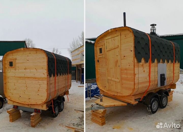 Баня бочка квадро каркасная под ключ от производит