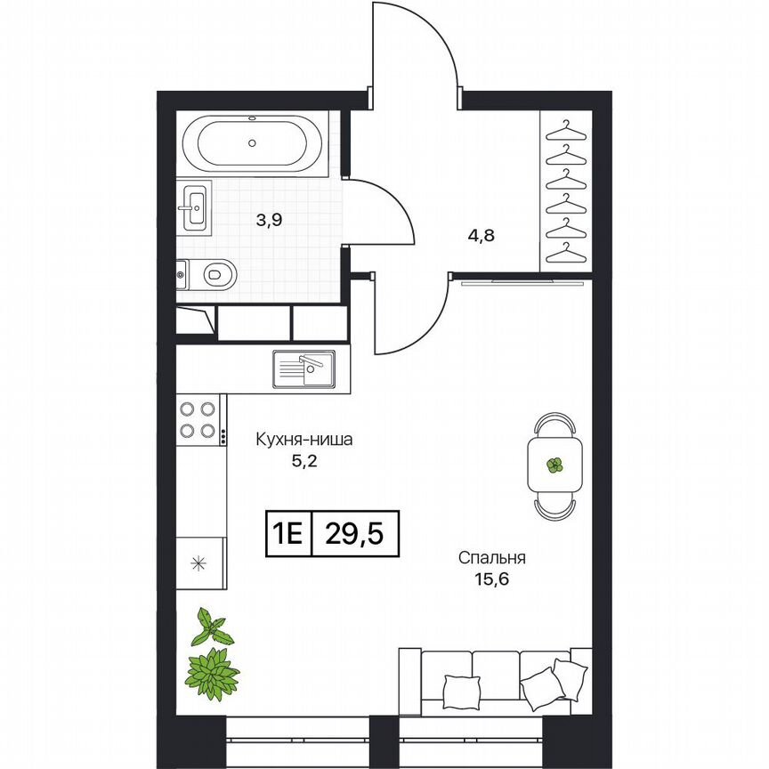 1-к. квартира, 29,5 м², 7/17 эт.