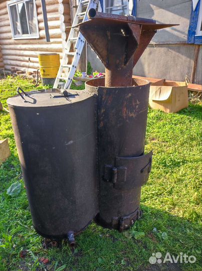 Печь для бани из трубы с баком