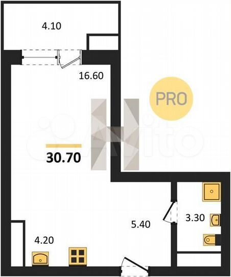 Квартира-студия, 30,7 м², 14/15 эт.