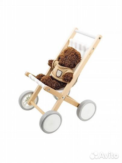 Коляска-каталка для кукол полосатая (дерево) Viga 44687