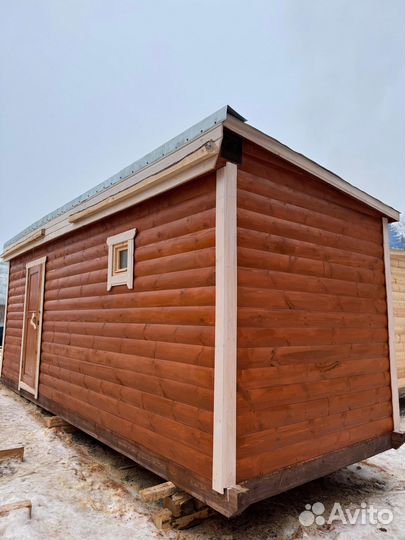 Перевозная баня из бруса 2.3 x 8 м. под ключ