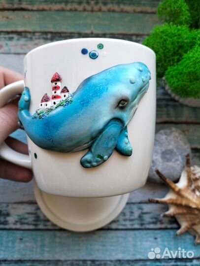 Кружка с декором из полимерной глины