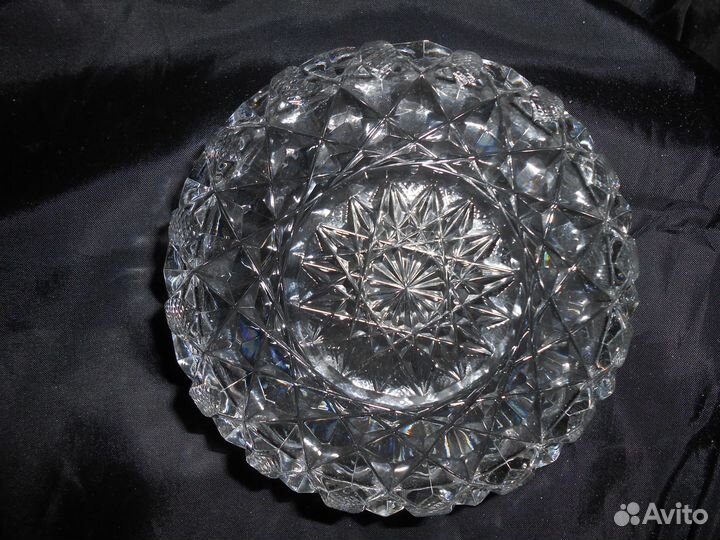 Редчайшая хрусталь- икорница, розеточки, ваза, рог