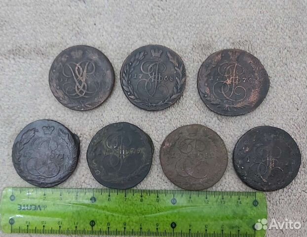 Пять копеек периода Елизаветы и Екатерины 2й