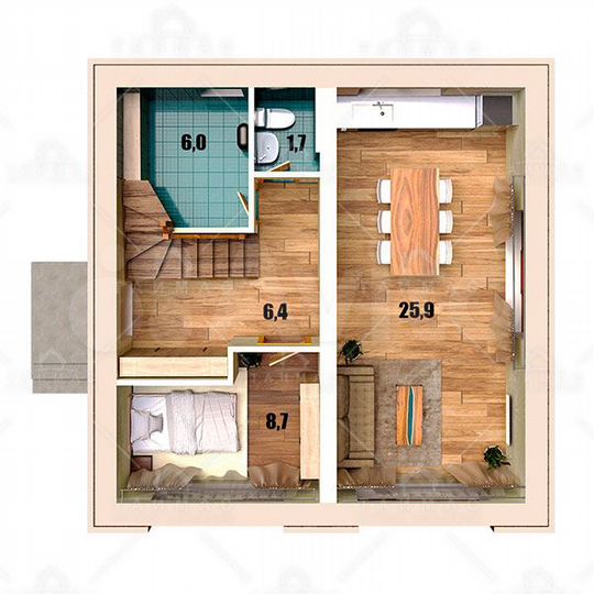 Коттедж 117,3 м² на участке 12 сот.