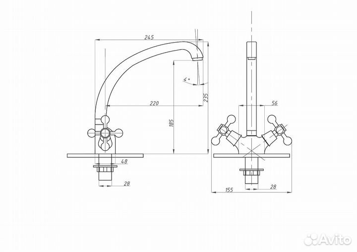 Смеситель для кухни fauzt fzs-293-32 Хром