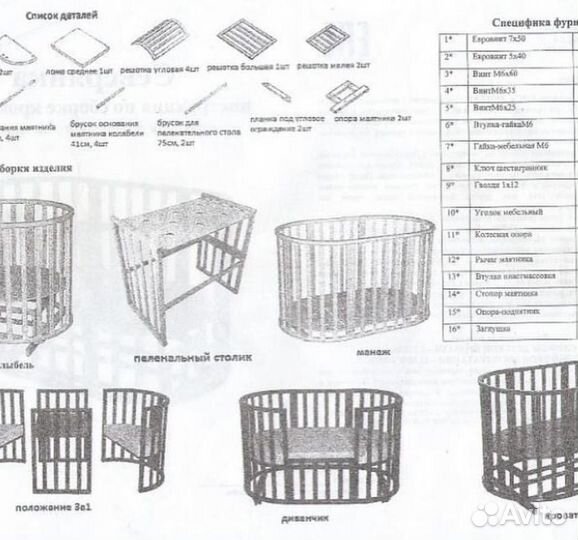 Детская кроватка трансформер
