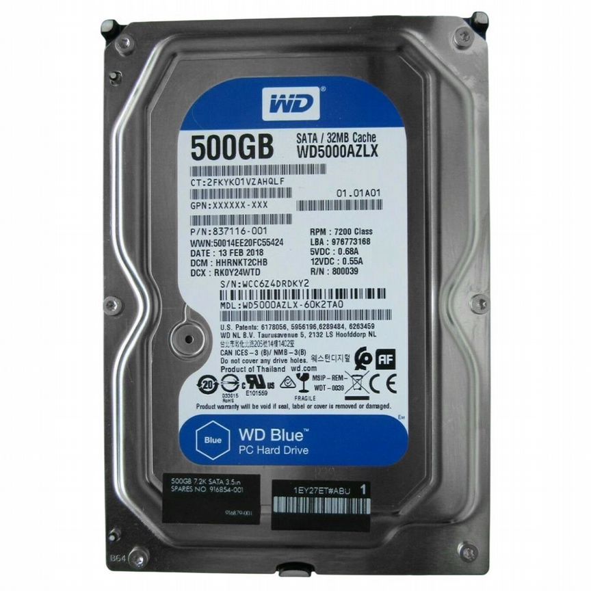 [837116-001] Жесткий Диск Hp 500gb Sata3 3,5" Hdd 837116-001