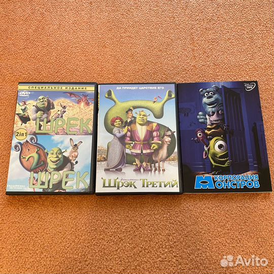 DVD диск Шрэк 1,2,3 и Корпорация монстров