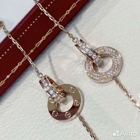 Золотое колье cartier love бриллиантовое паве