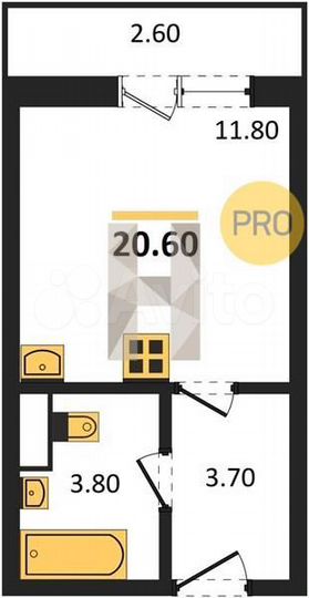 Квартира-студия, 20,6 м², 10/15 эт.