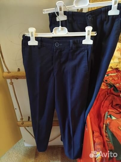 Брюки школьные синие 122-128