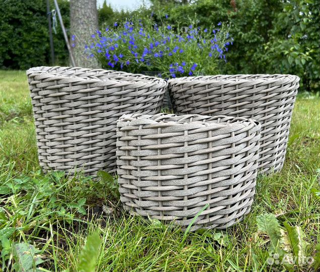 Набор кашпо из полиротанга