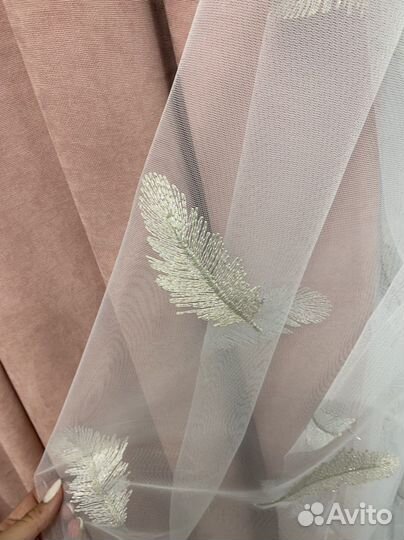 Комплект канвас и тюль пёрышки