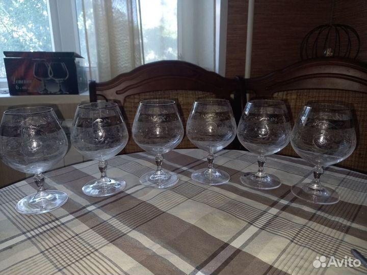 Хрустальные бокалы богемский хрусталь 6 штук