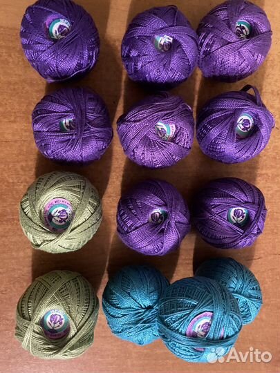 Нитки вязальные «Ирис», х/б и мулине новые