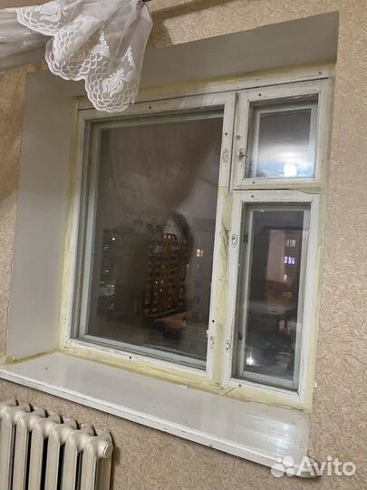 Оконный блок тройной, стеклопакет, деревянный, бу