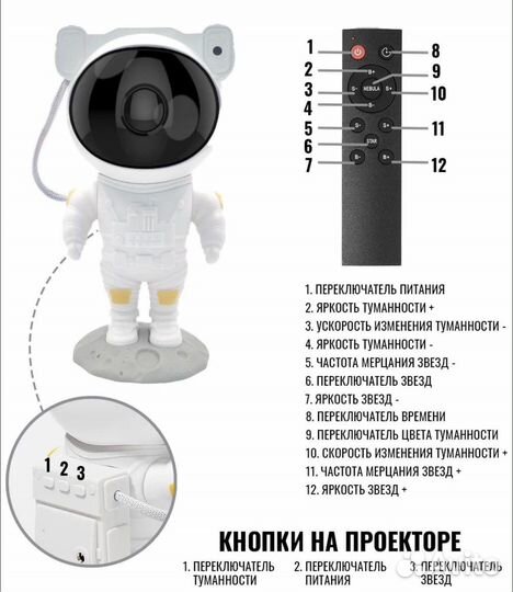 Ночник проектор звездного неба космонавт