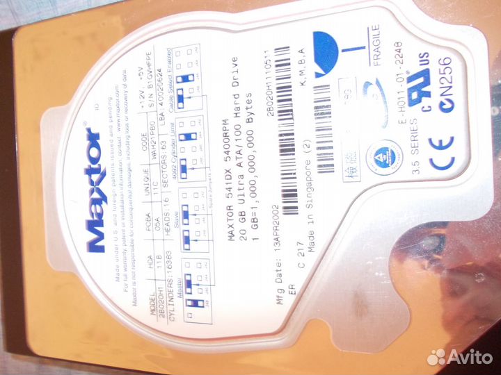 Жёсткий диск Maxtor 541DX 20GB