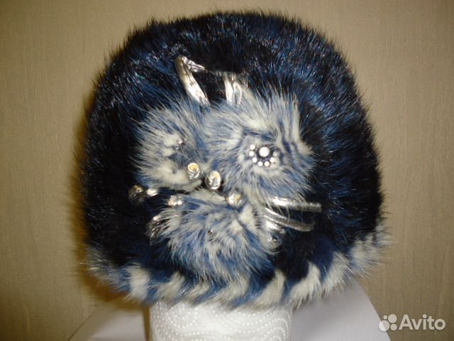 Норковая вязаная шапка зимняя