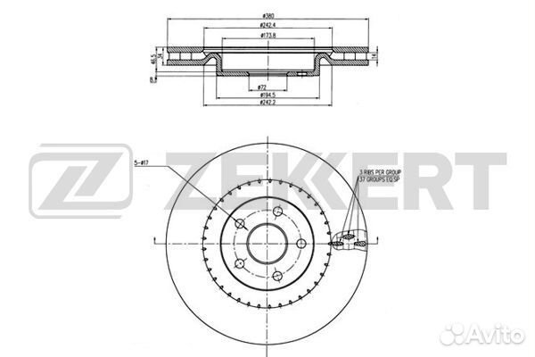 Диск торм. перед. Jeep Grand Cherokee IV 11