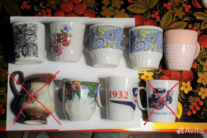 Чашки, блюдца, бокалы, кружки, стаканы, сахарница