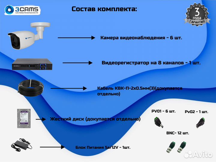 Видеонаблюдение 6 камер