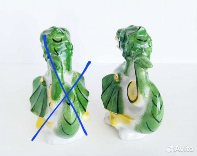 Фарфоровая статуэтка Дракон, зеленый, Вербилки