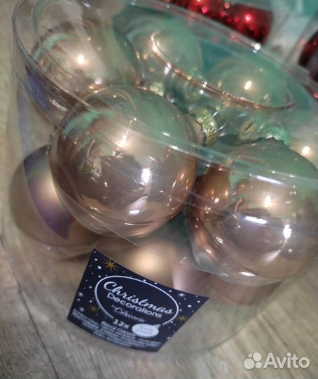 Елочные шары, 12 штук в наборе, стекло