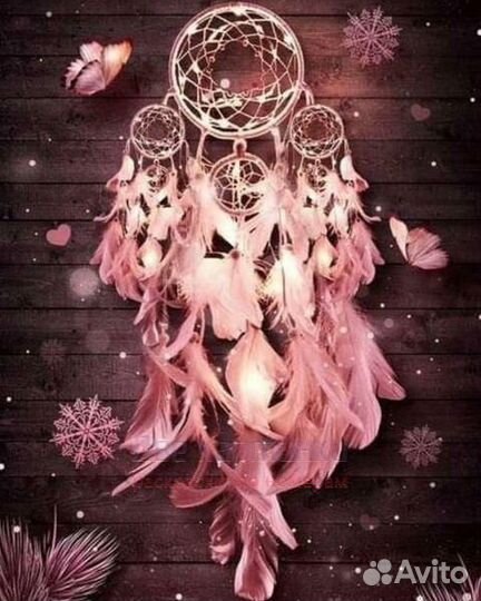 Картина по номерам 40x50 Нежно-розовый ловец снов