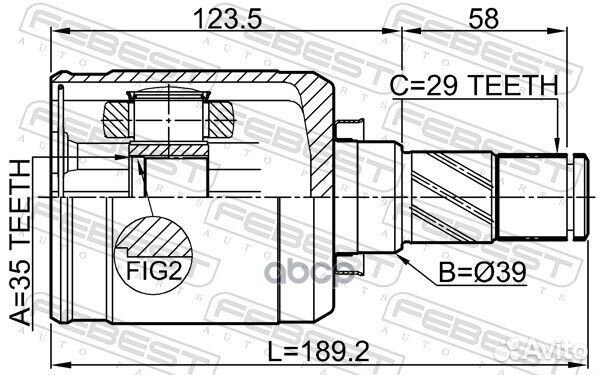 Шрус внутренний левый 35x39x29 nissan X-trail