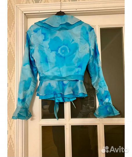 Escada Голубой шелковый жакет/пиджак