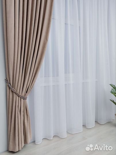 Тюль на ленте белый, кремовый 300*260 и 500*260см