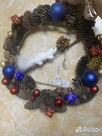 Новогодний венок ручной работы