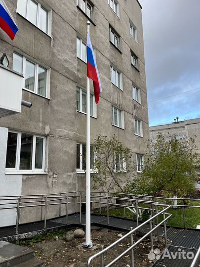 Флагшток 6 метров, комплект с флагом РФ 90х135