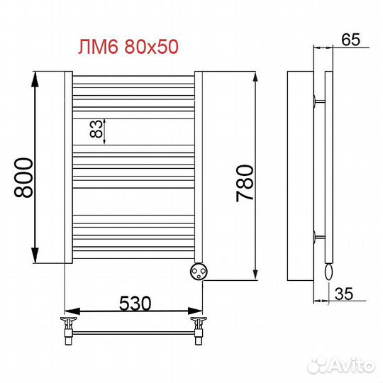 Полотенцесушитель электрический Ника Modern лм-6 8