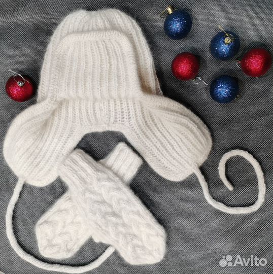 Шапка ушанка и варежки