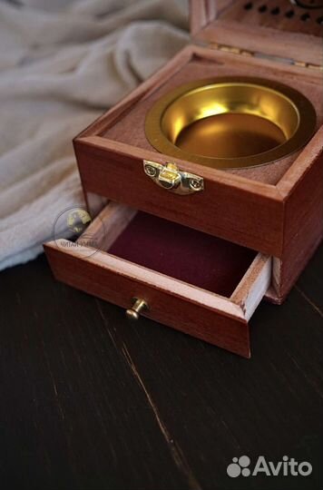 Бахурница деревянная угольная / С узором