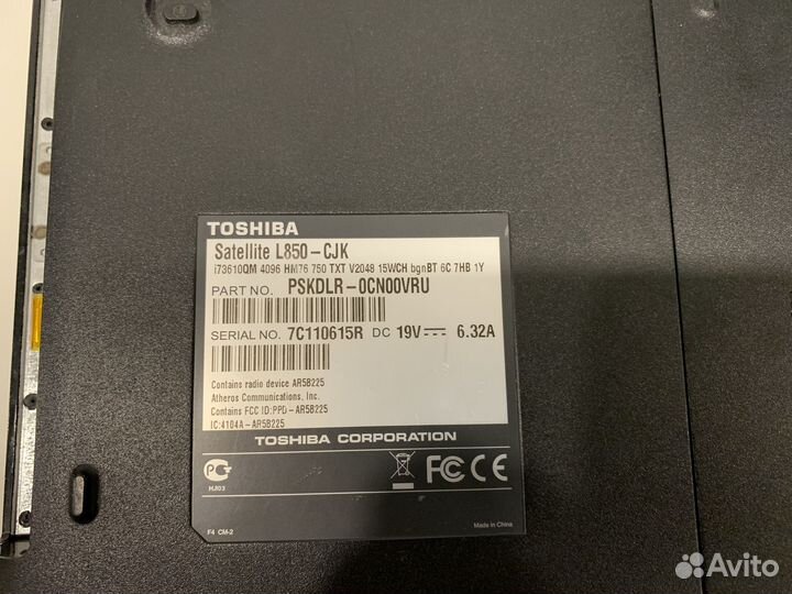 Toshiba satellite l850 cjk