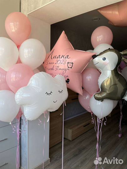 Воздушные шары на выписку из роддома.Доставка 24/7
