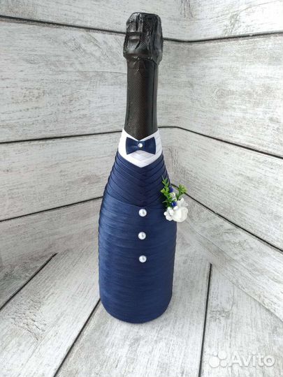 Свадебные украшения на бутылки