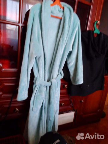Халат махровый женский, бирюзового цвета