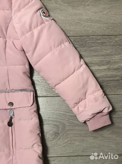 Пальто удлиненное Moncler розовое (140 - 164)