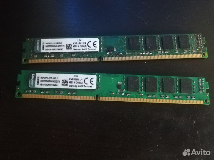 DDR3 Kingston 2 * 4Gb (kvr16n11/4)