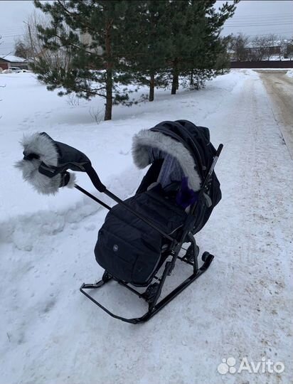 Санки-коляска Ника детям графит