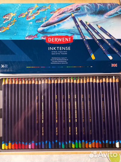Карандаши Derwent Inktense 36 цветов новые