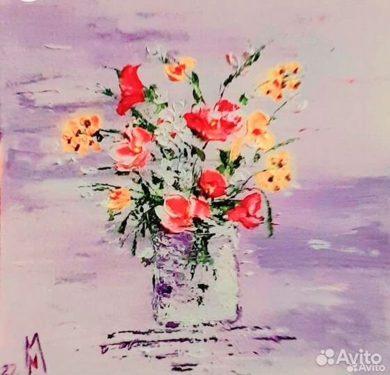 Букет цветов картина маслом 