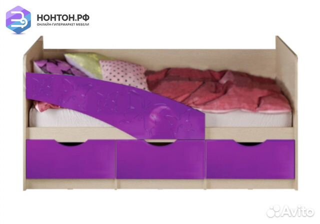 Кровать Бабочки фиолетовый металлик